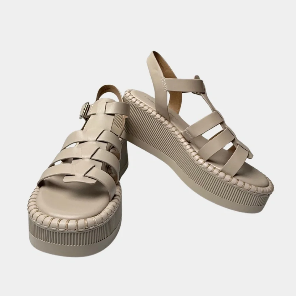 Crown‎ Vintage Platform Creme Summer Sandal Size 9.5M